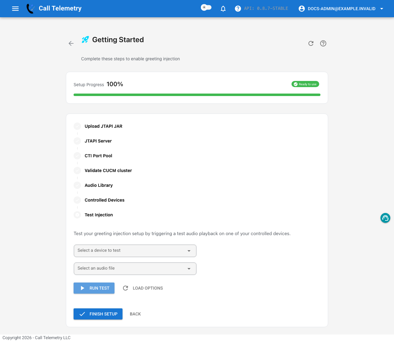 JTAPI Setup Wizard