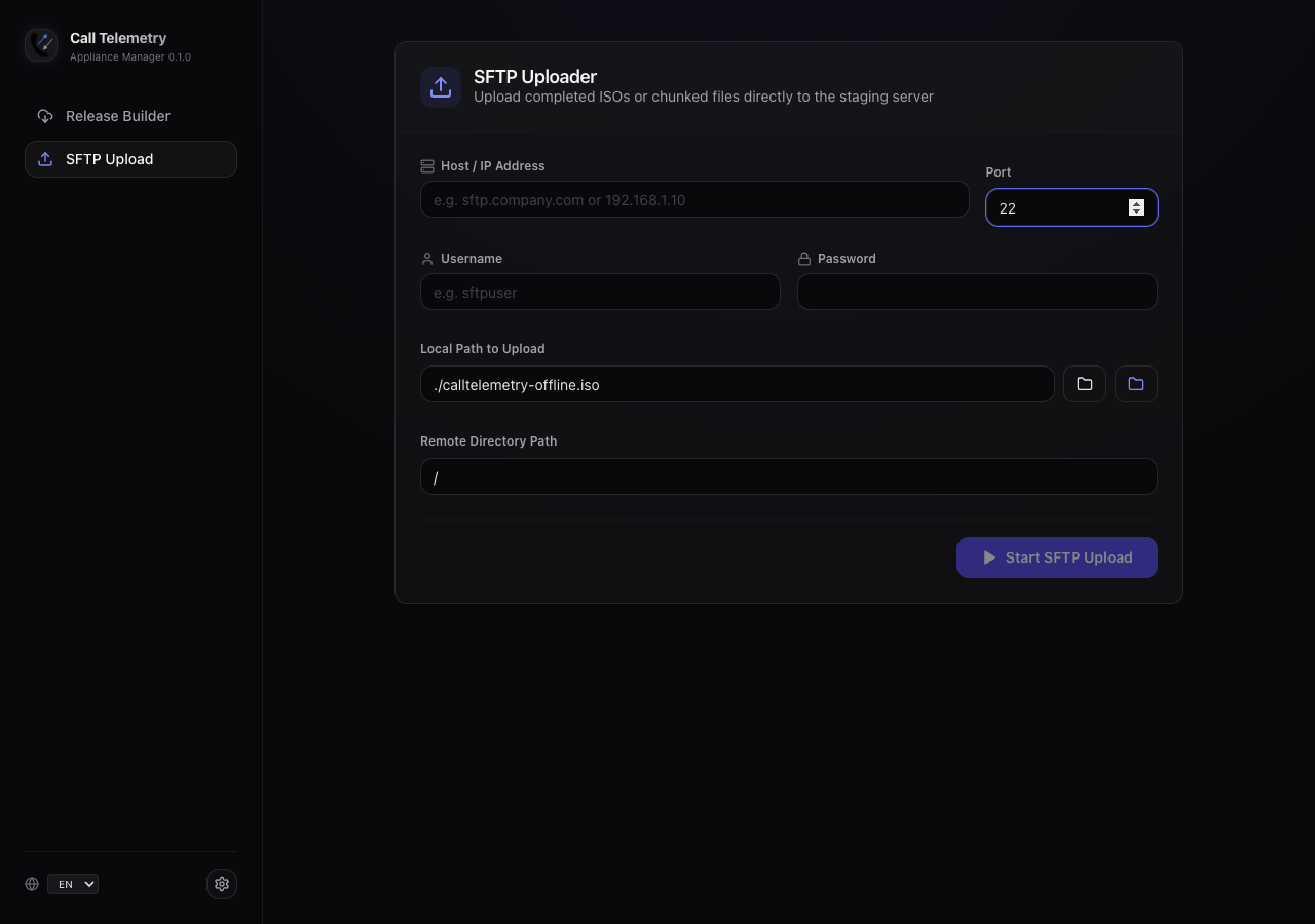 SFTP upload panel