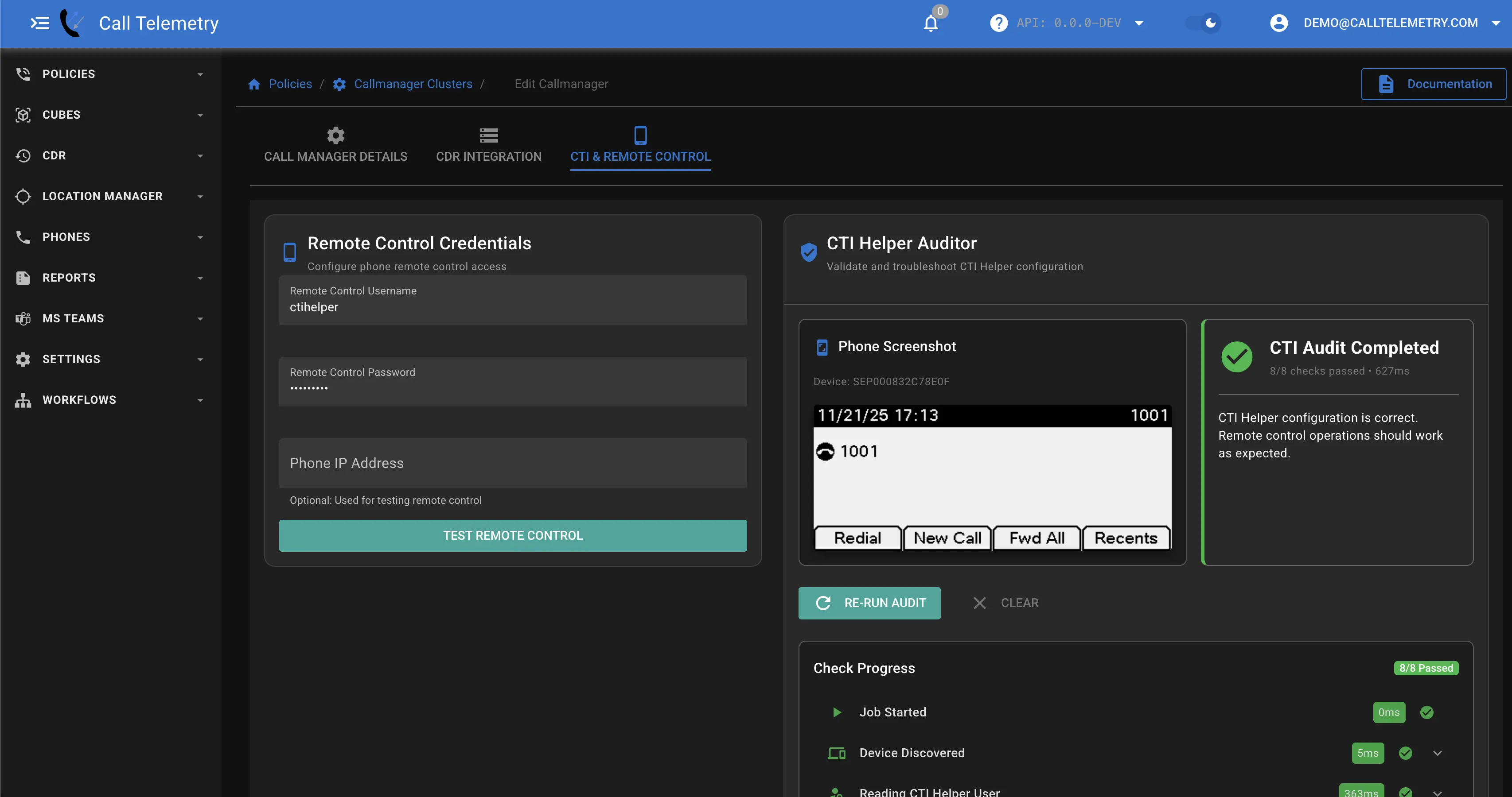 Screenshot of CTI User Audit Wizard