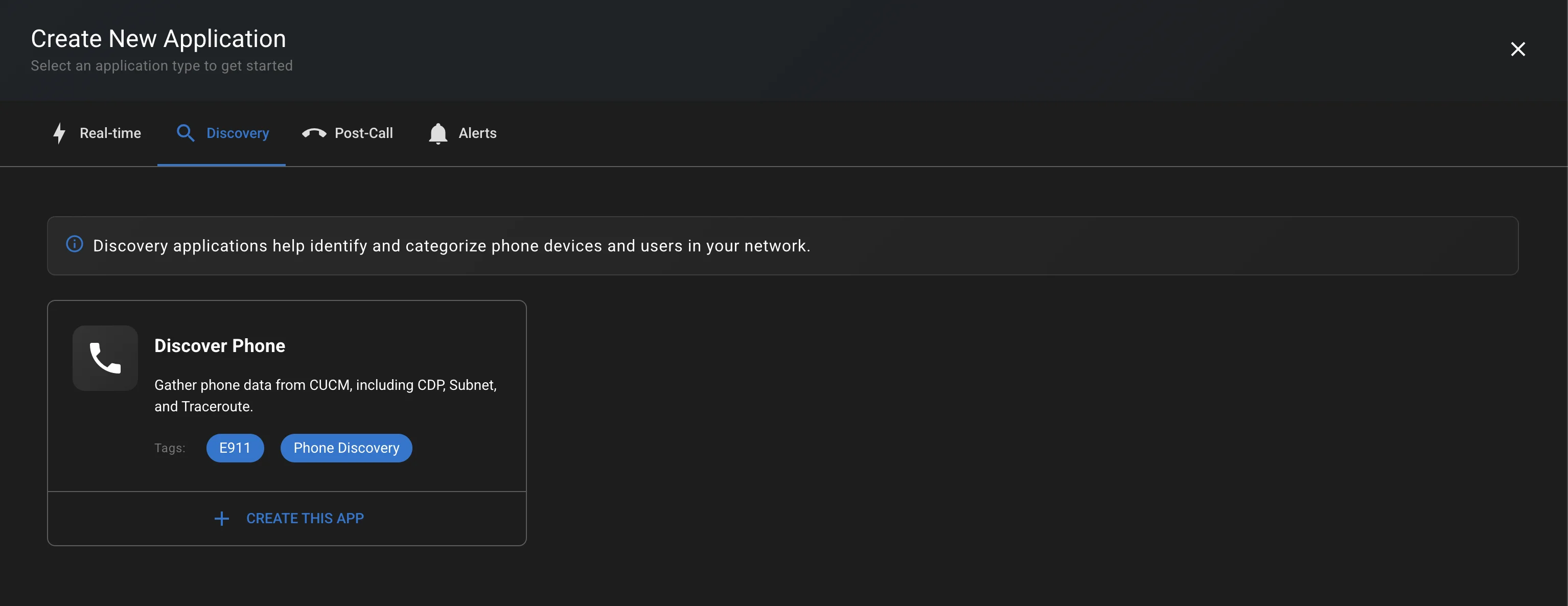 Screenshot showing Discovery App Catalog