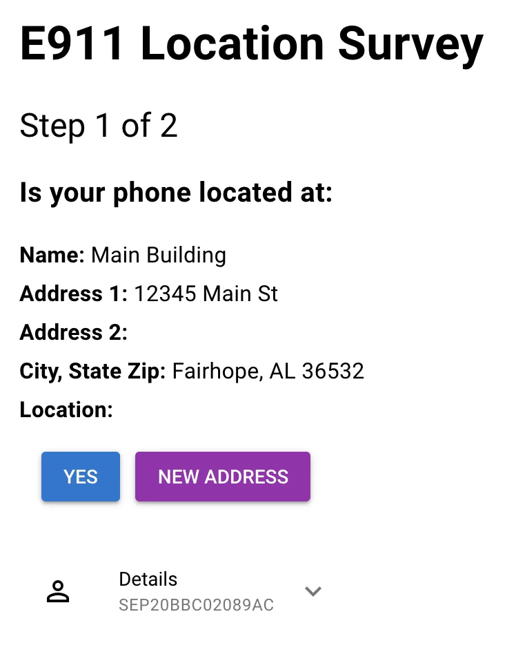 Prompt confirming address on a phone